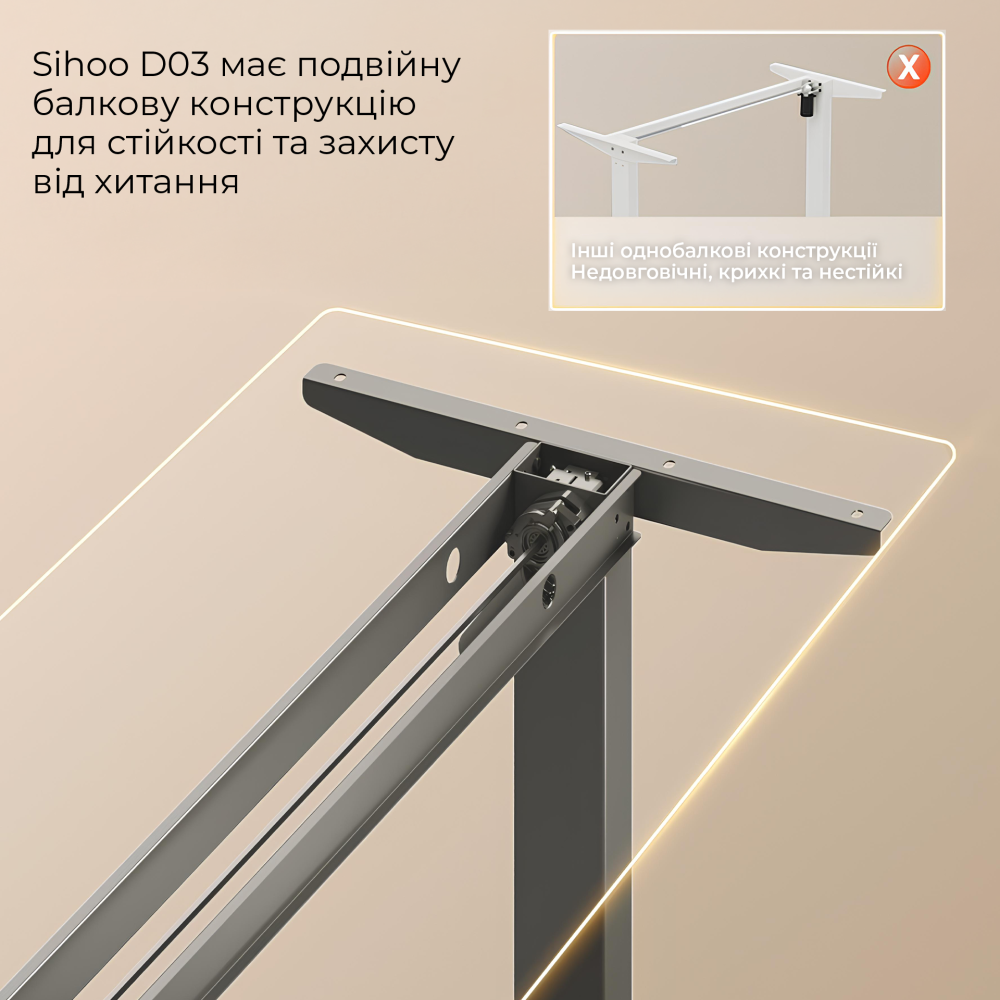 Комп’ютерний стіл з електрорегулюванням висоти Sihoo D03 1.4m Walnut/Black