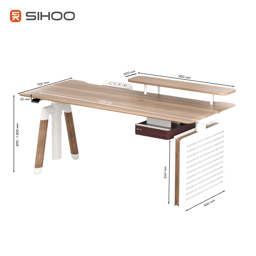 Комп’ютерний стіл з електрорегулюванням висоти Sihoo D07 1.6m Maple/White