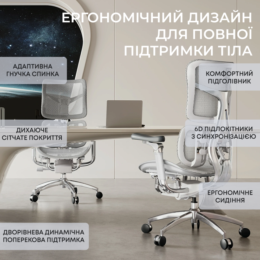 Крісло офісне Sihoo DORO S300 Mesh Light Grey