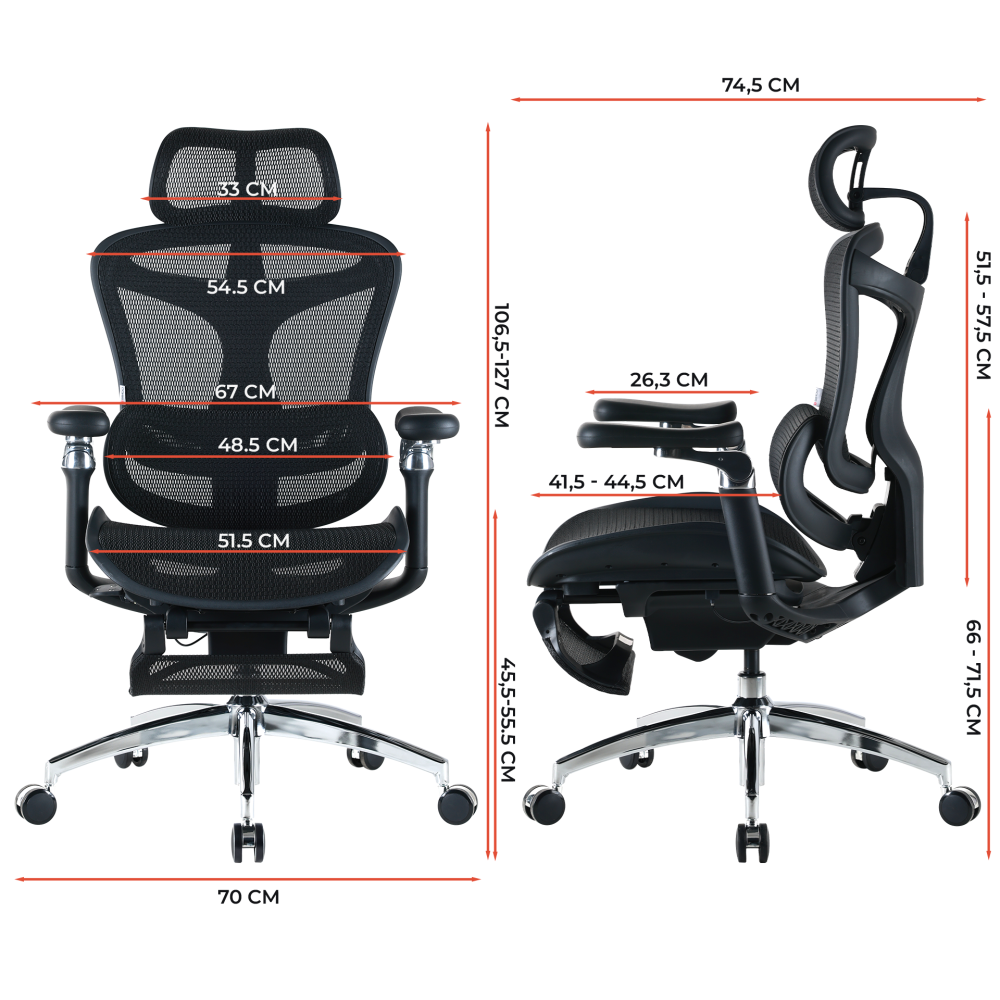 Крісло офісне з підставкою для ніг Sihoo DORO C300 Pro Mesh Black with footrest