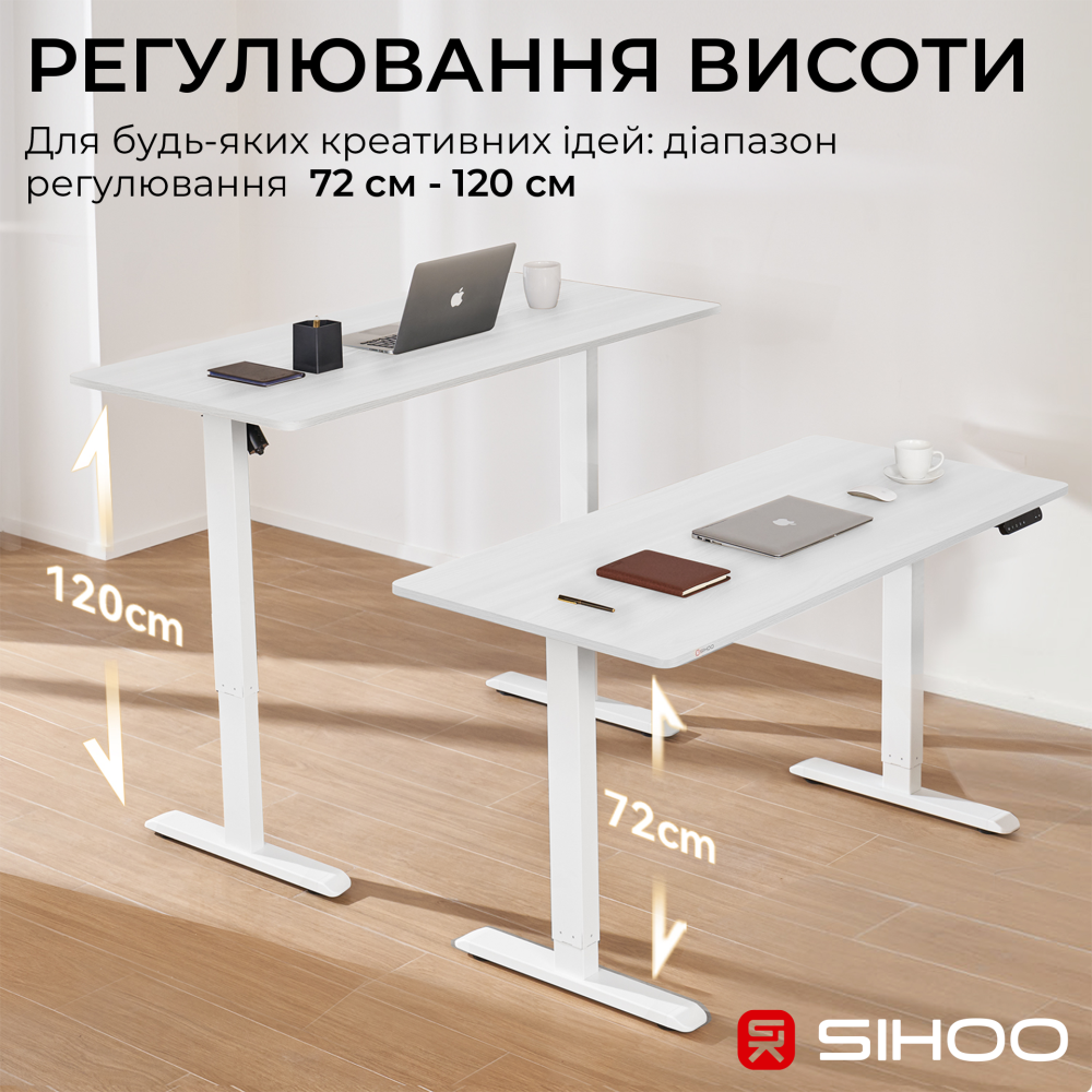 Комп’ютерний стіл з електрорегулюванням висоти Sihoo D03 1.4m White