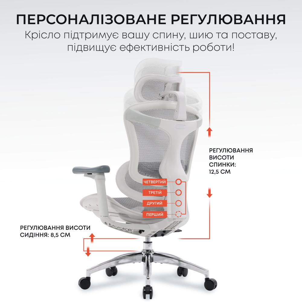 Крісло офісне Sihoo DORO C300L Mesh White
